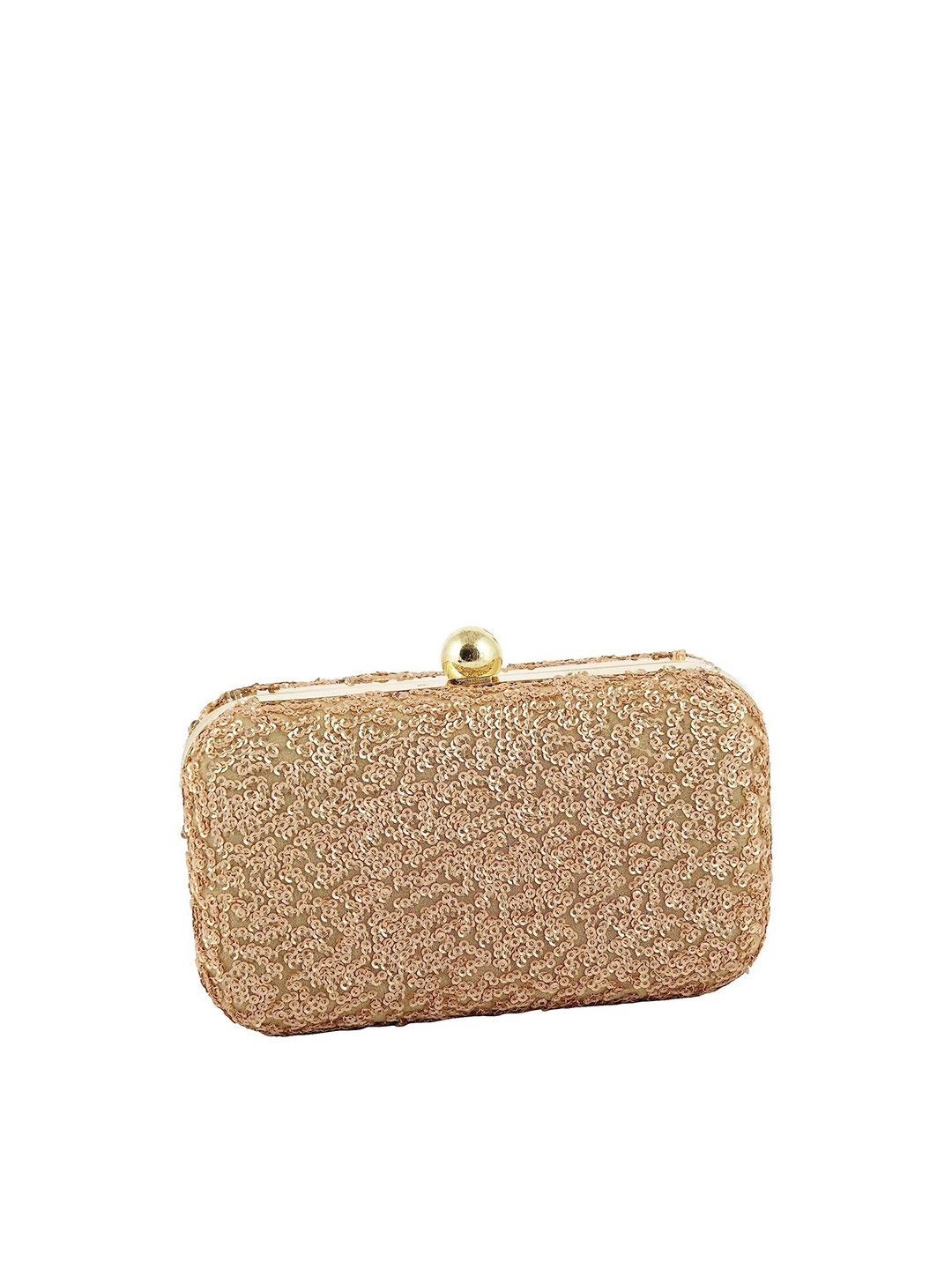 

FRINGES Sequin Embellished Box Clutch, Gold