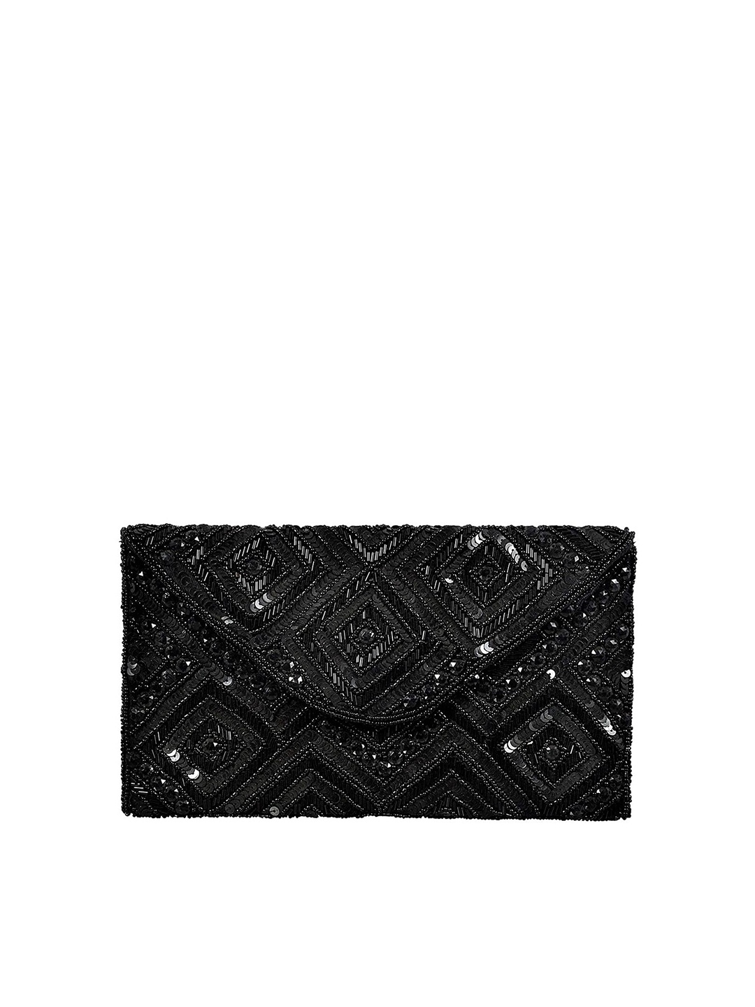 

FRINGES Embellished Envelope, Black