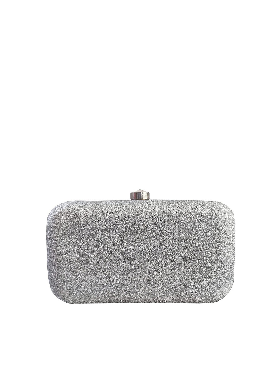 

FRINGES Textured Box Clutch, Silver