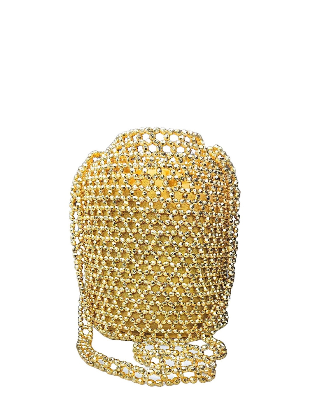 

FRINGES Embellished Potli Clutch, Gold
