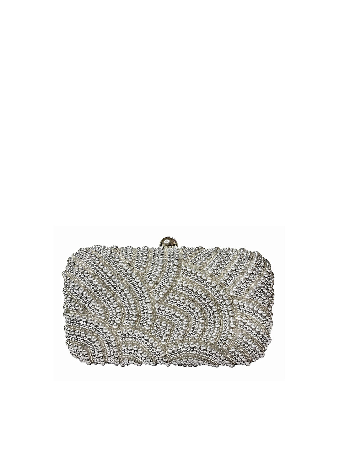 

FRINGES Embellished Box Clutch, Silver