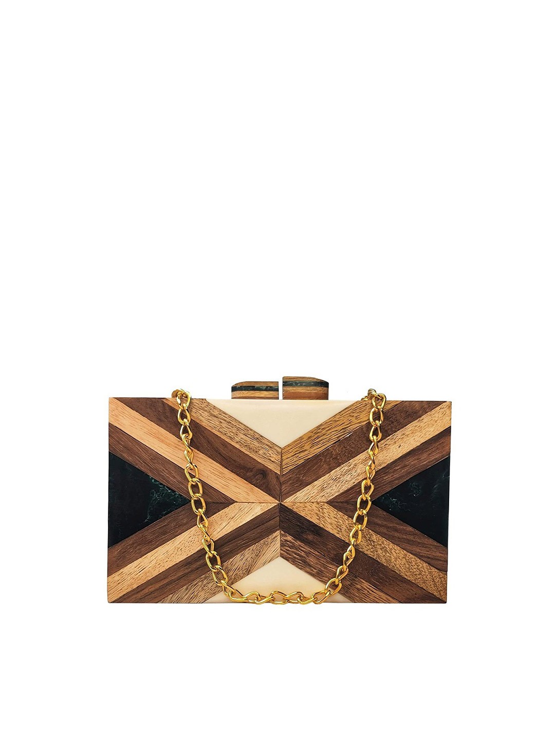 

FRINGES Wooden Box Clutch, White