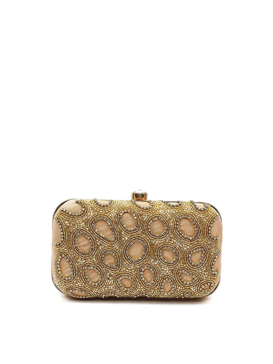 

FRINGES Embellished Box Clutch, Peach