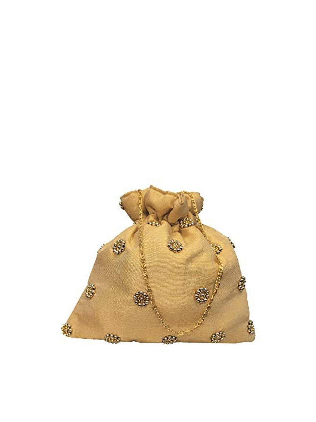 

FRINGES Embellished Potli Clutch, Gold