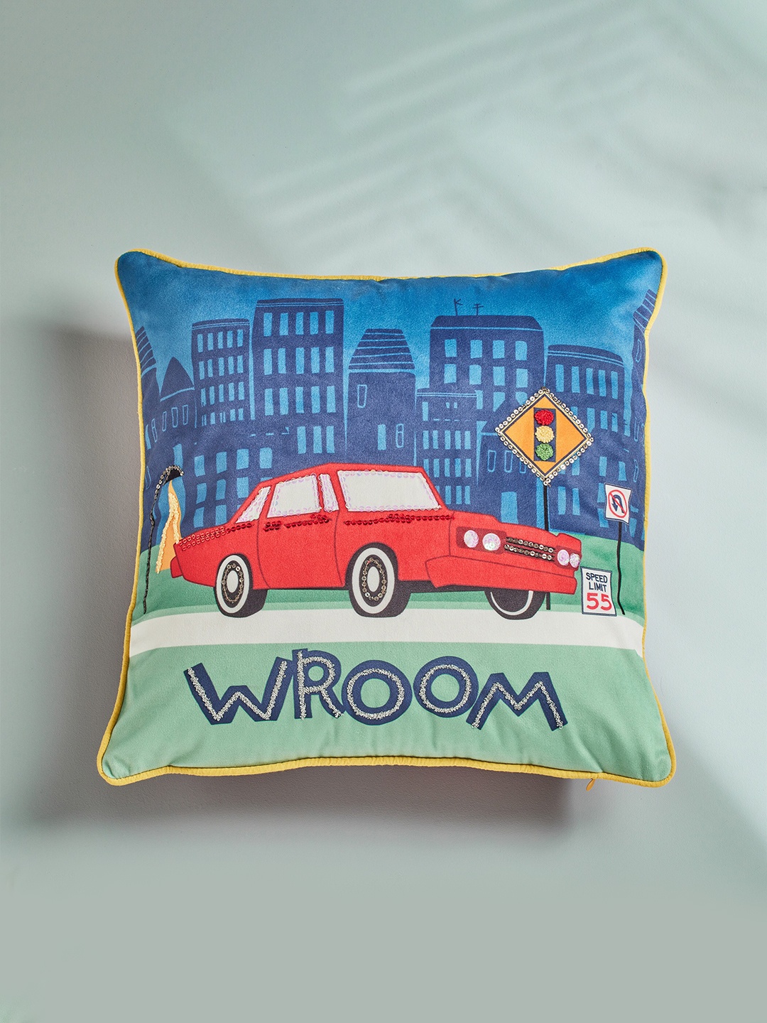 

Home Centre Slate Blue & Red Cartoon Characters Square Cushion Cover
