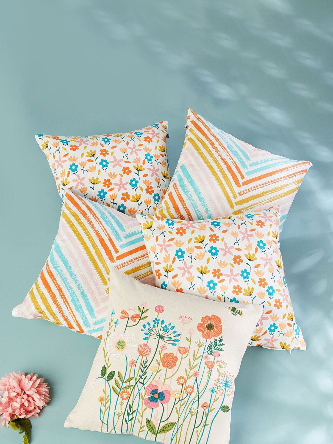 

Home Centre Pacific Vera Assorted 5 Pieces Floral Square Cotton Cushion Covers