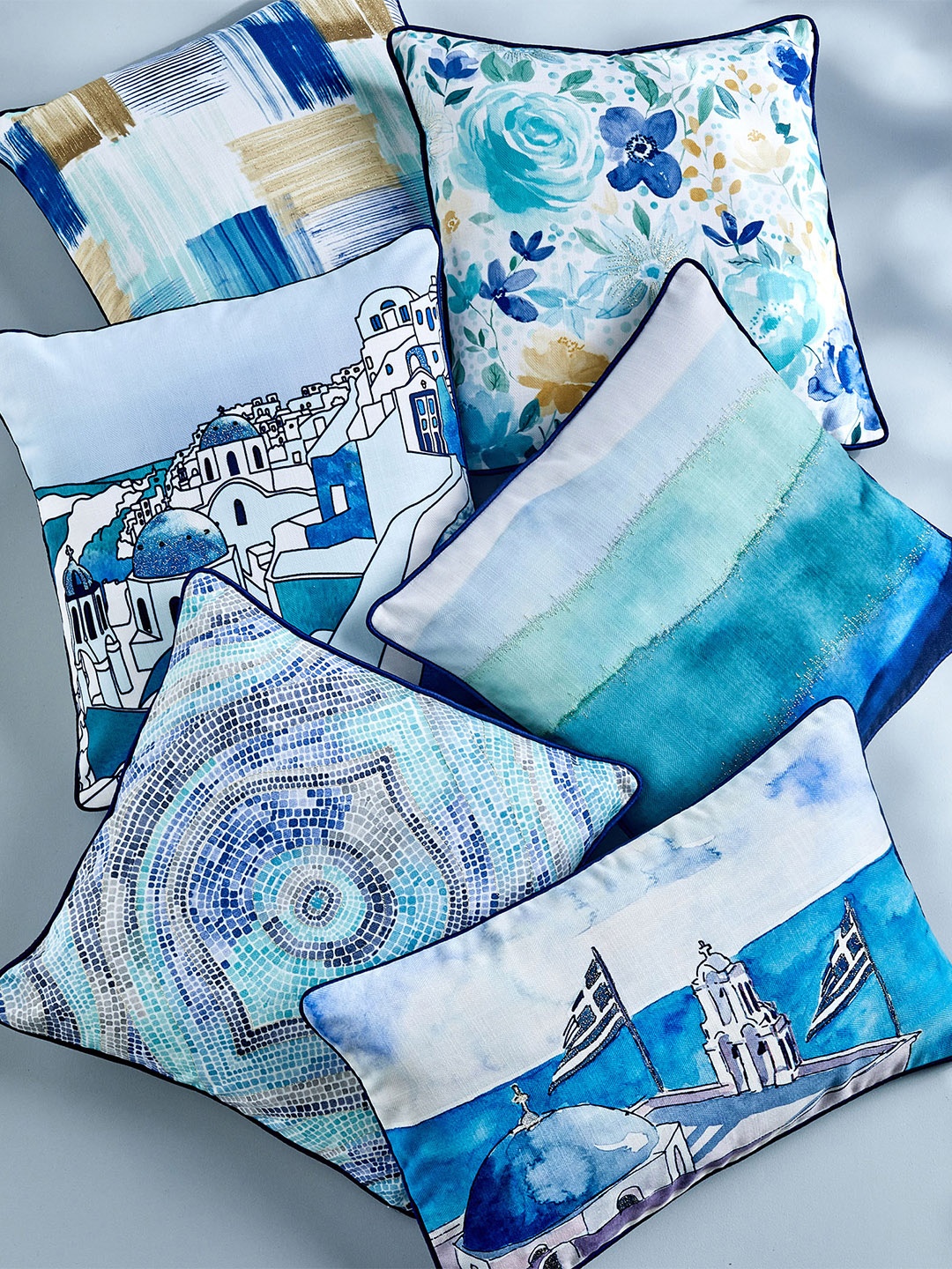 

Home Centre Medley-Santorini Blue & White Abstract Rectangle Cushion Cover
