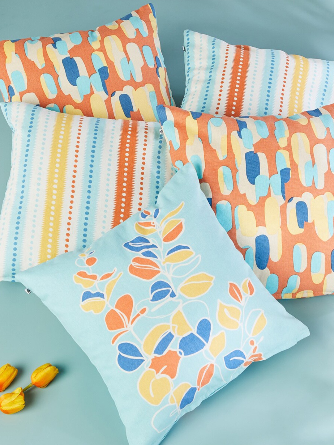 

Home Centre Pacific Vera Blue & Yellow 5-Pieces Abstract Square Cushion Covers