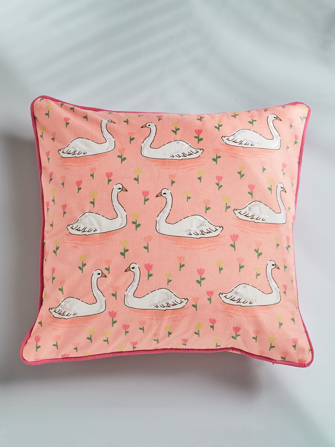 

Home Centre Slate Pink & Red Printed Square Cushion Cover