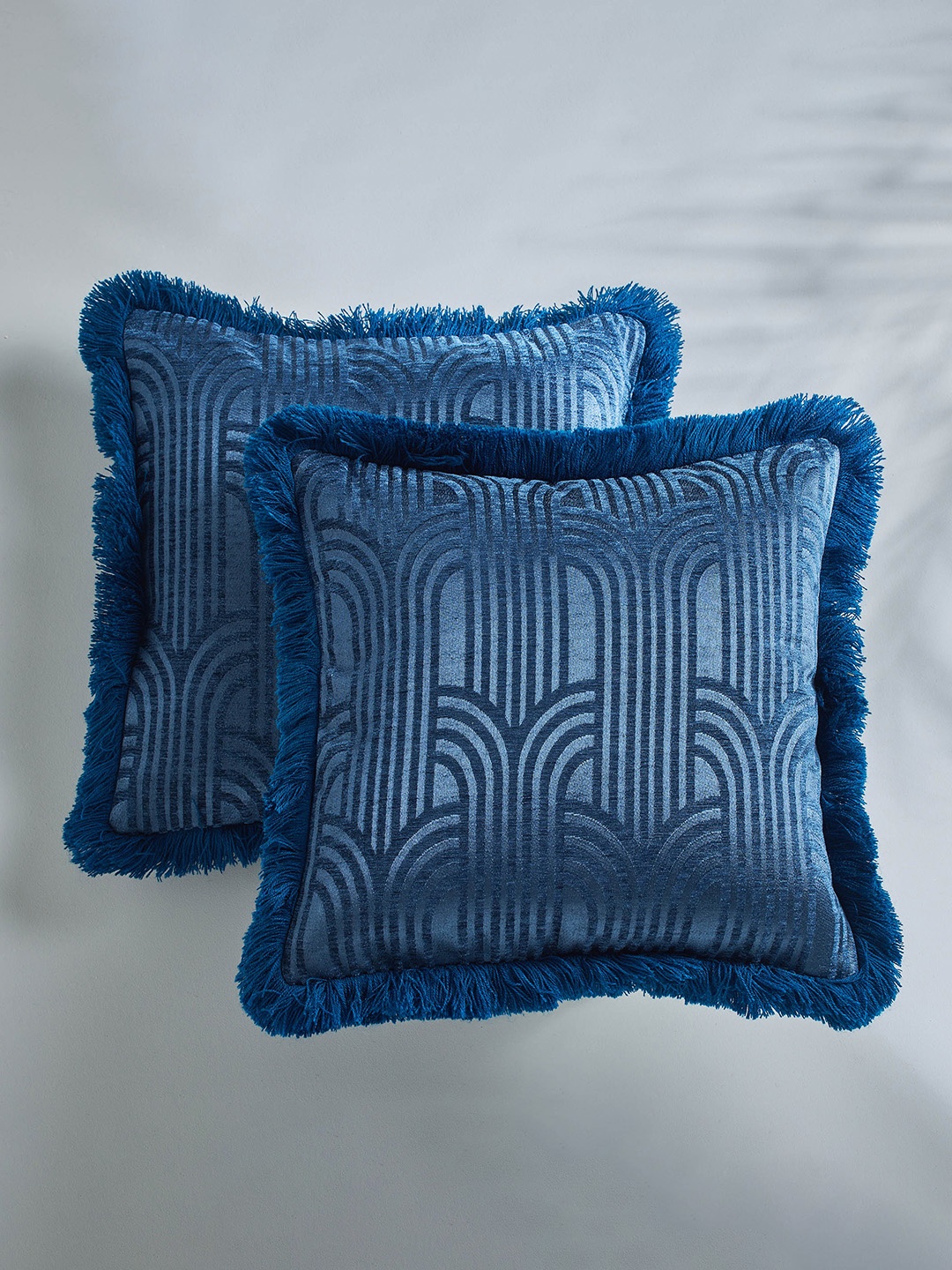 

Home Centre Calamus Blue 2-Pieces Geometric Square Cushion Covers