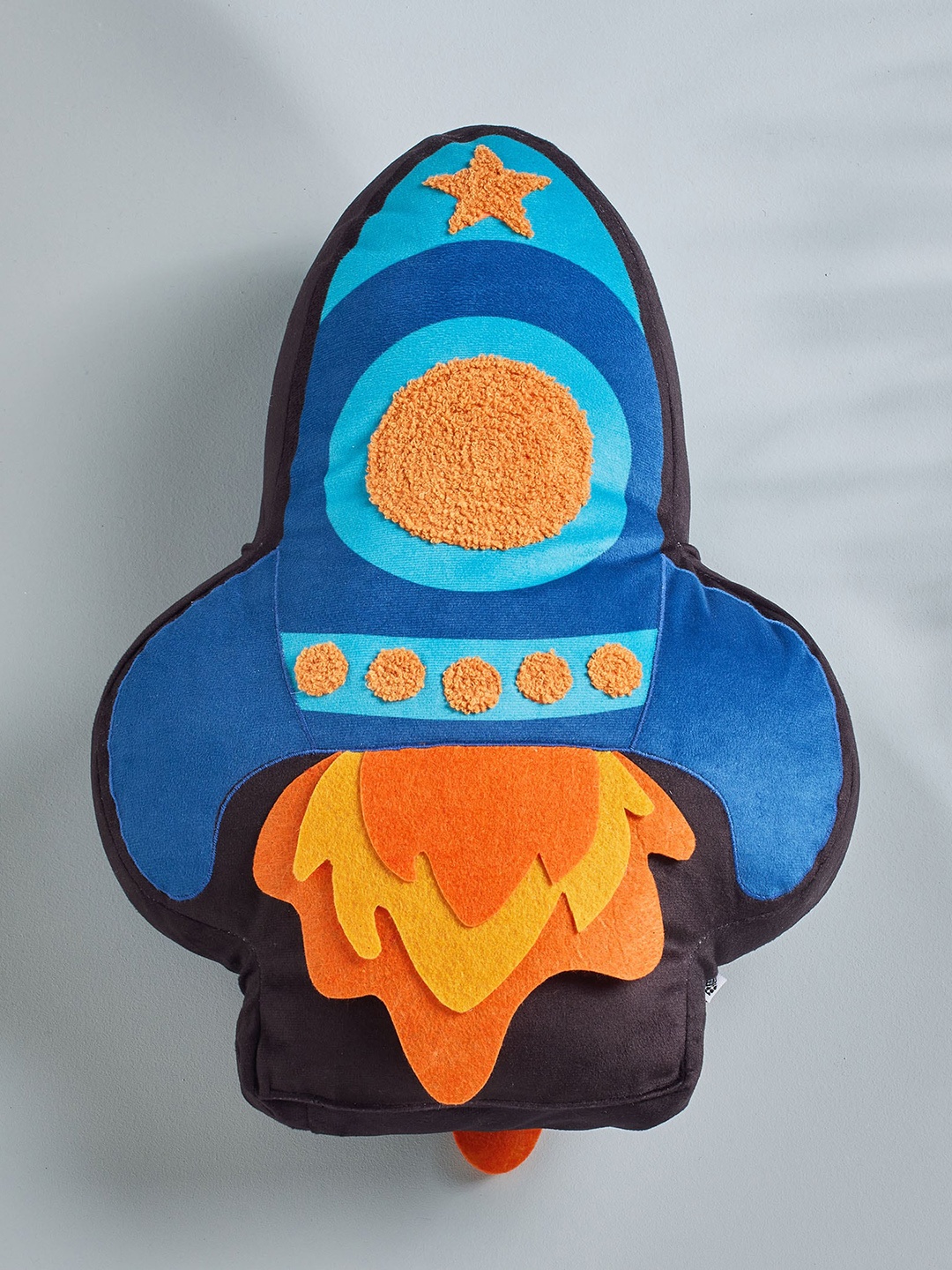 

Home Centre Slate Blue & Orange Rocket-Shaped Filled Cushion