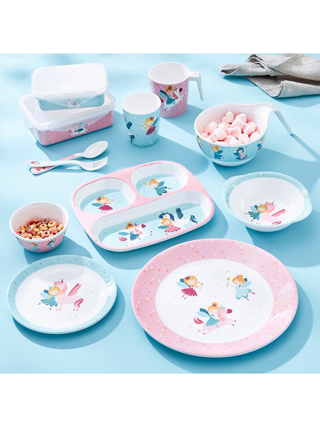 

Home Centre Glee Pink & Blue Printed Melamine Matte Partition Plate