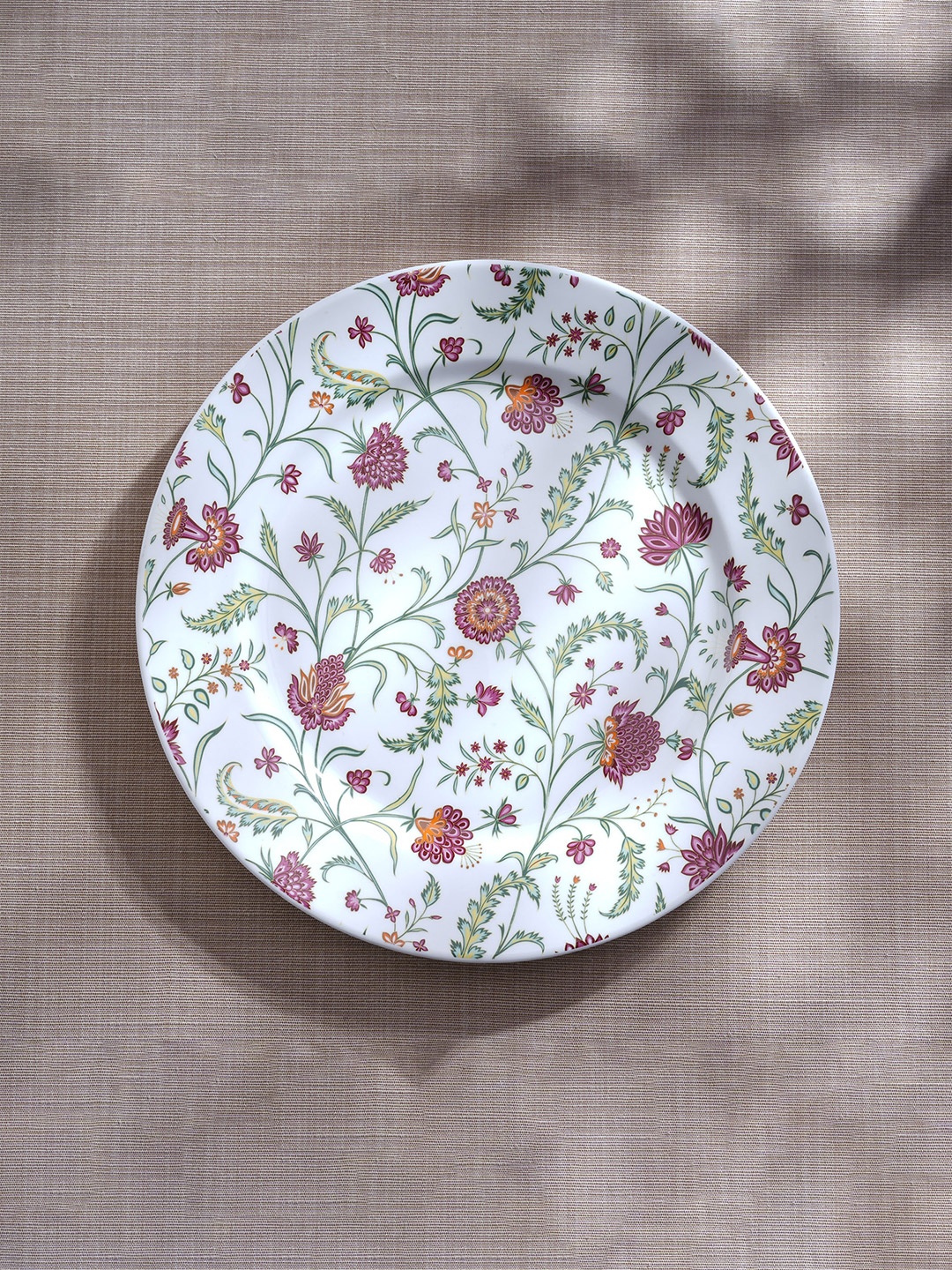 

Home Centre Lucas White & Purple Printed Bone China Matte Dinner Plate 27 cm