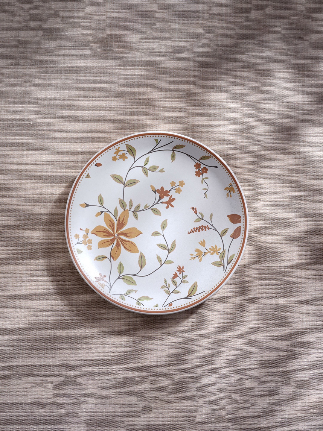 

Home Centre Mohar White & Yellow Printed Stoneware Glossy Side Plate 18 cm