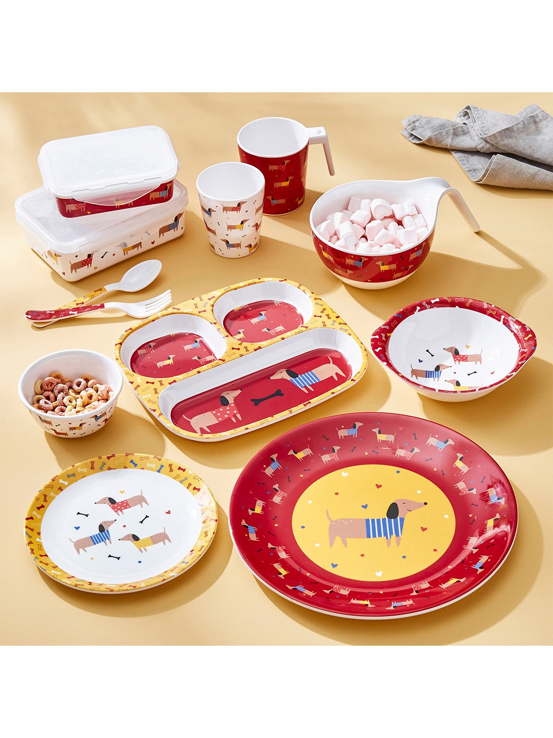 

Home Centre Glee Red & Yellow Printed Melamine Glossy Plate