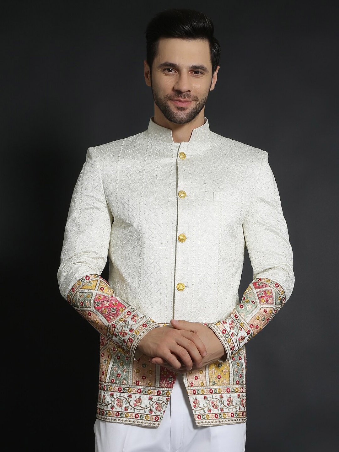 

Wintage Embroidered Bandhgala Blazers, Cream