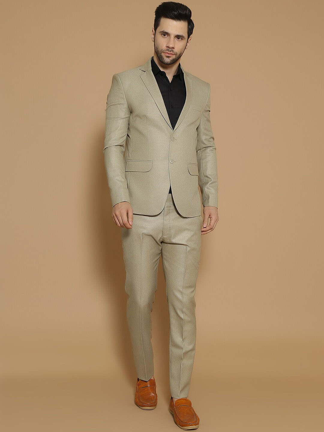 

Wintage Single-Breasted Two-Piece Formal Suits, Beige