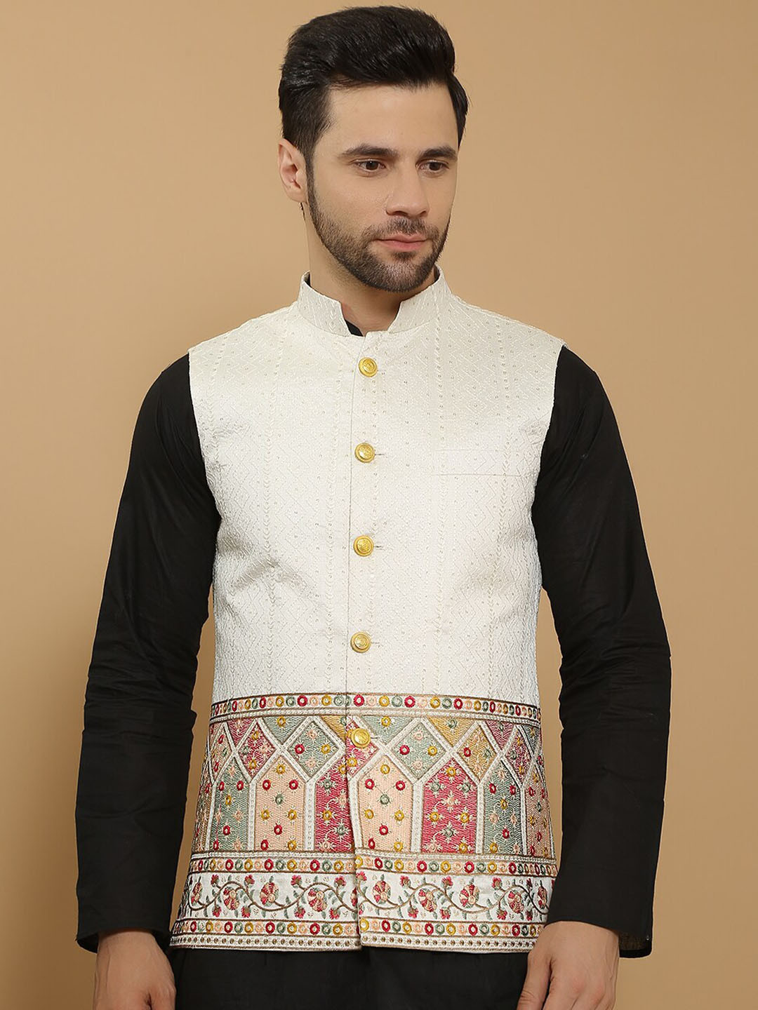 

Wintage Embroidered Nehru Jackets, Cream