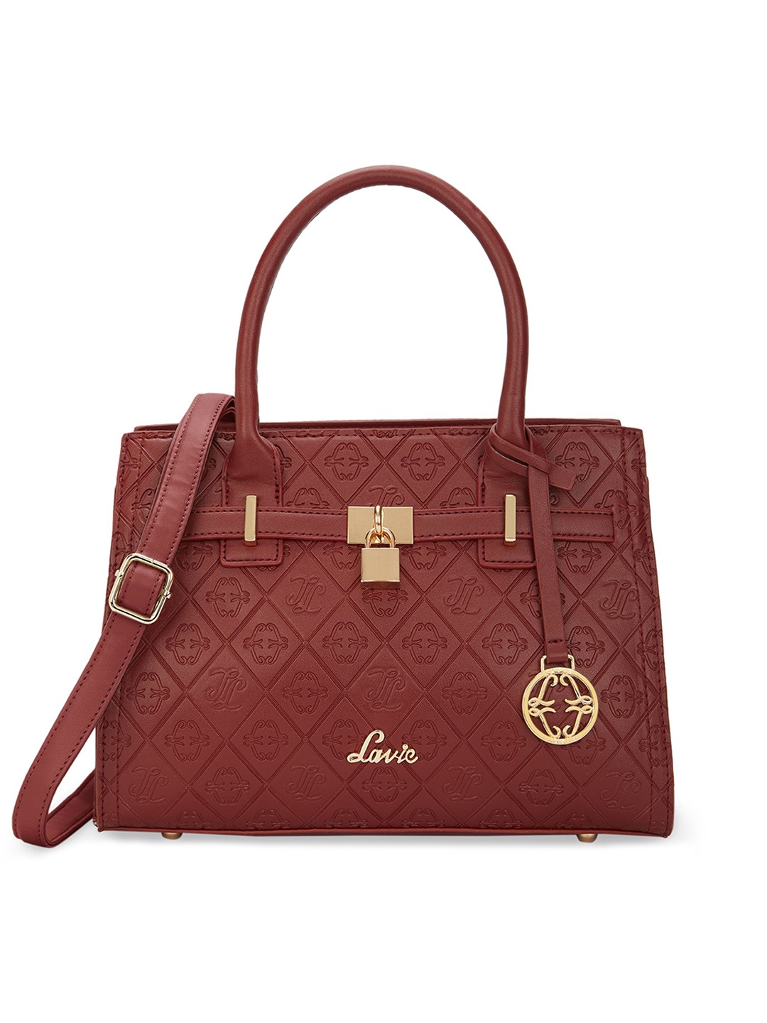 

Lavie Purple Textured Structured Satchel Bag, Maroon