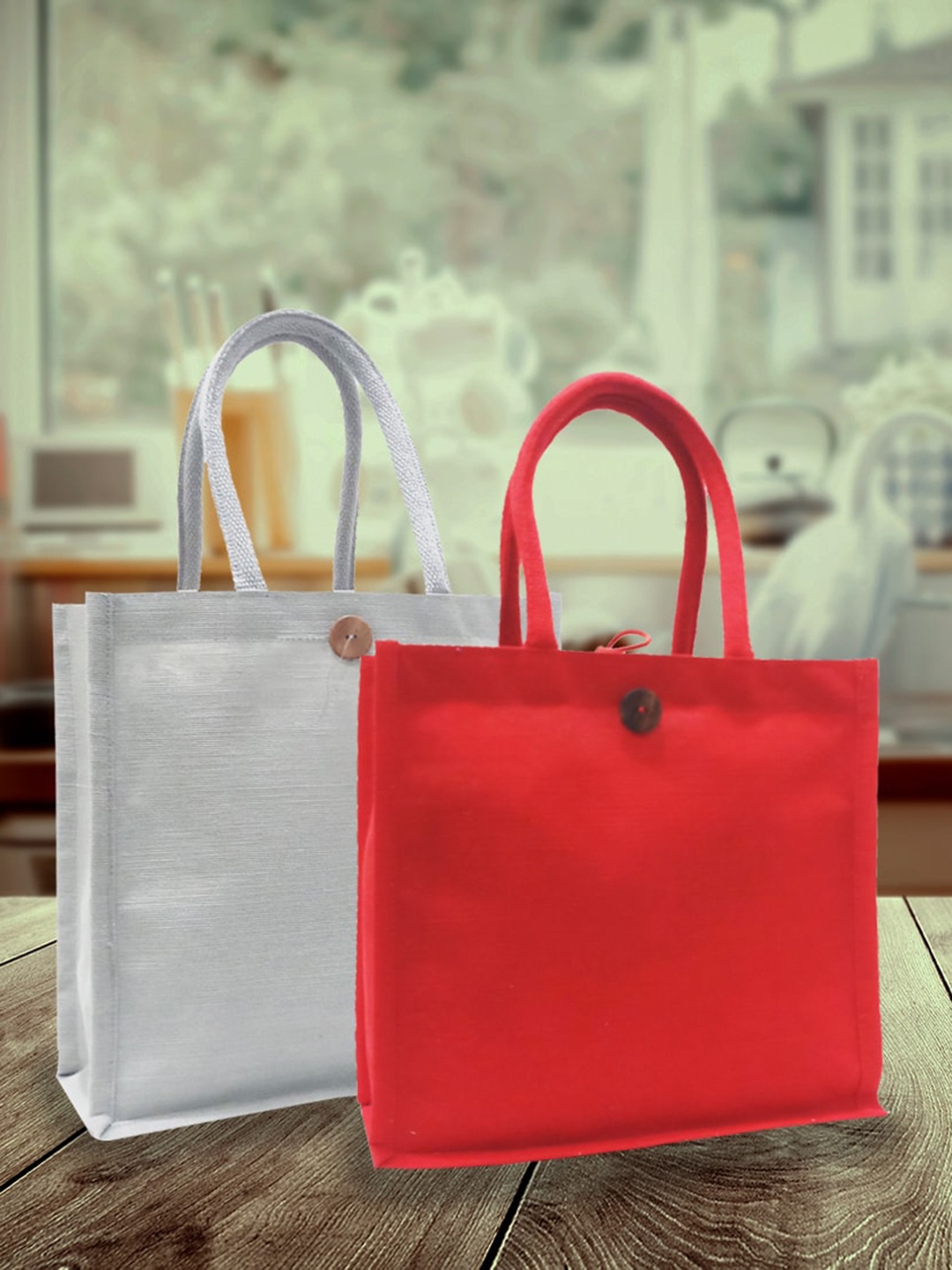 

earthbags Set Of 2 Oversized Shopper Tote Bag, Red