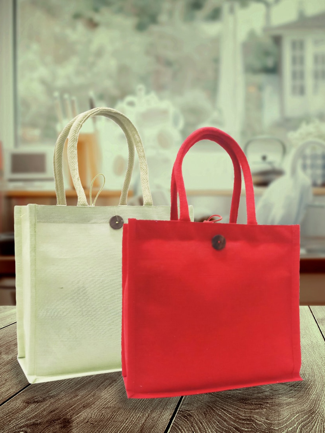 

earthbags Set Of 2 Oversized Shopper Tote Bag, Red
