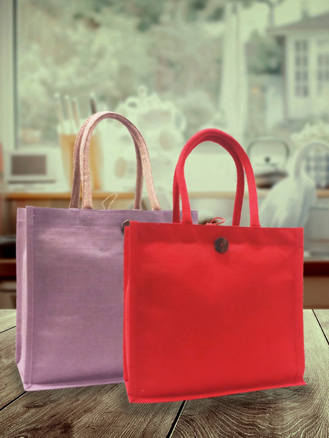 

earthbags Set Of 2 Oversized Shopper Tote Bag, Red