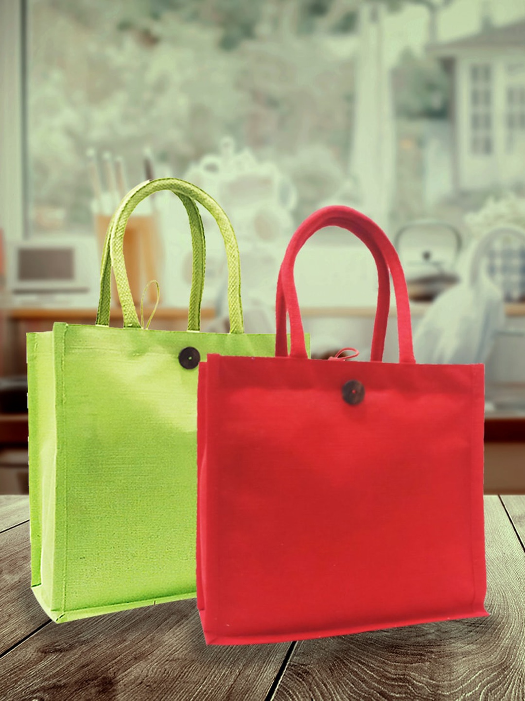 

earthbags Set Of 2 Oversized Shopper Tote Bag, Red