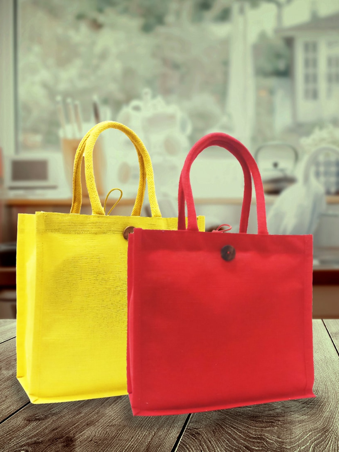 

earthbags Set Of 2 Oversized Shopper Tote Bag, Red