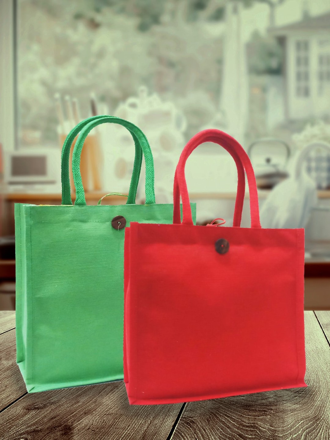 

earthbags Set Of 2 Oversized Shopper Tote Bag, Red