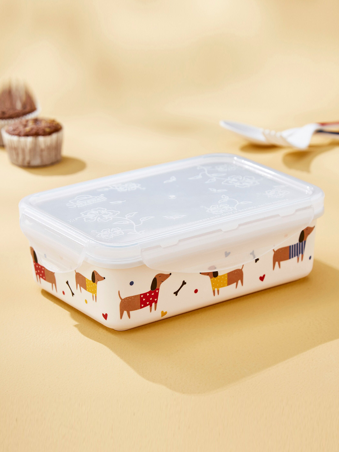 

Home Centre Glee White & Red Printed Melamine Lunch Box- 800ml