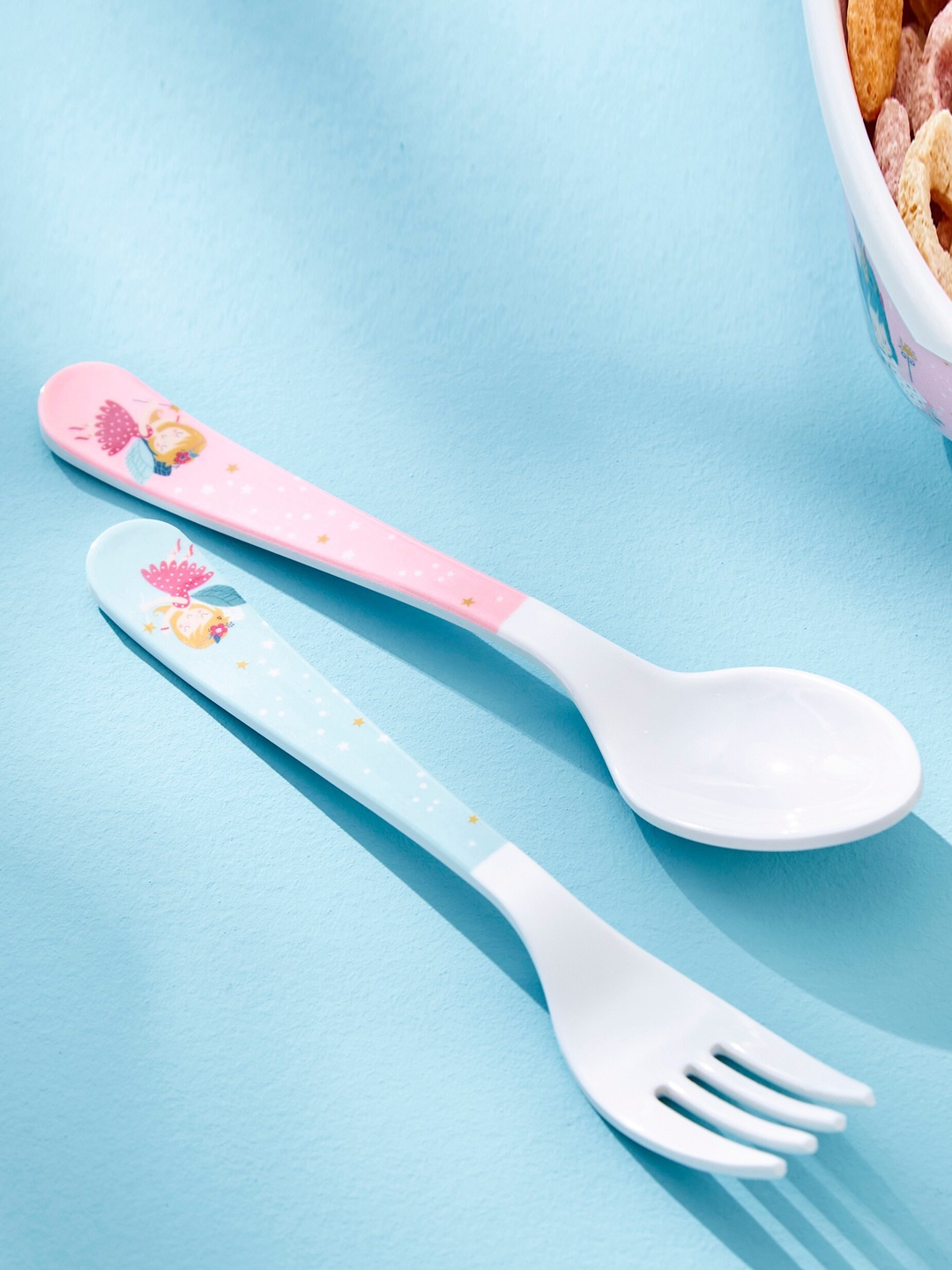 

Home Centre Glee Pink & Blue 2 Pieces Melamine Printed Spoon and Fork Set