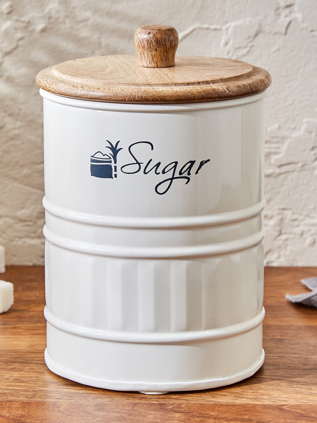 

Home Centre Mirage Off White Storage Container With Mango Wood Lid