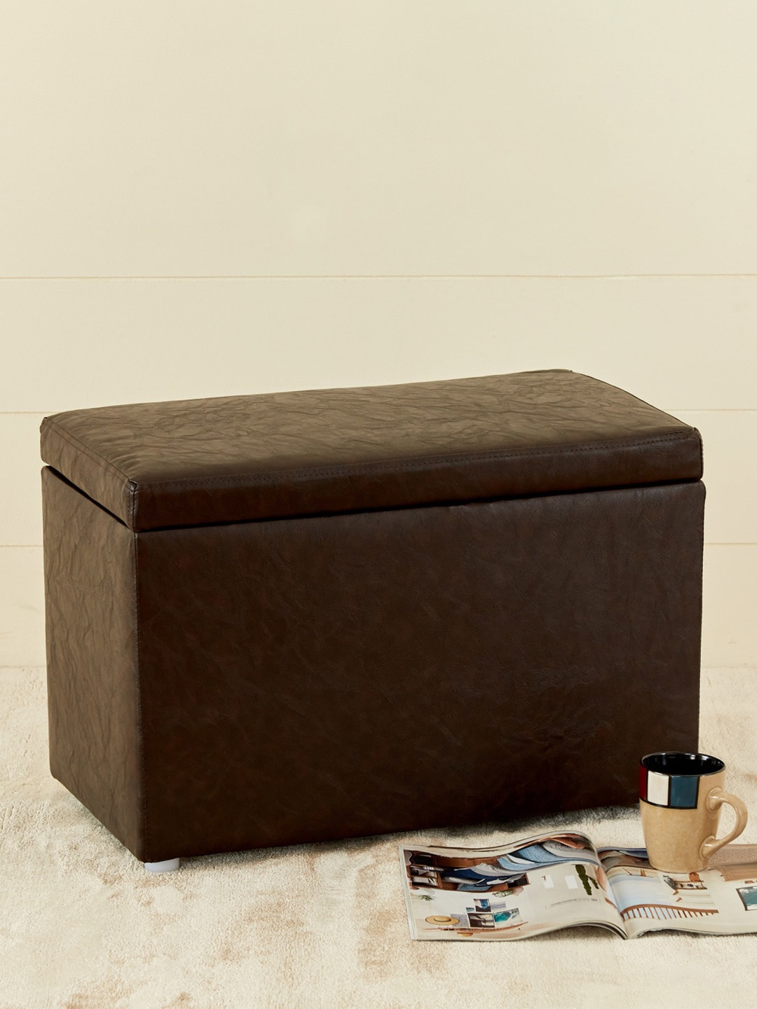 

Home Centre Andaman Nxt Brown Self-Design Fabric Ottoman With Storage