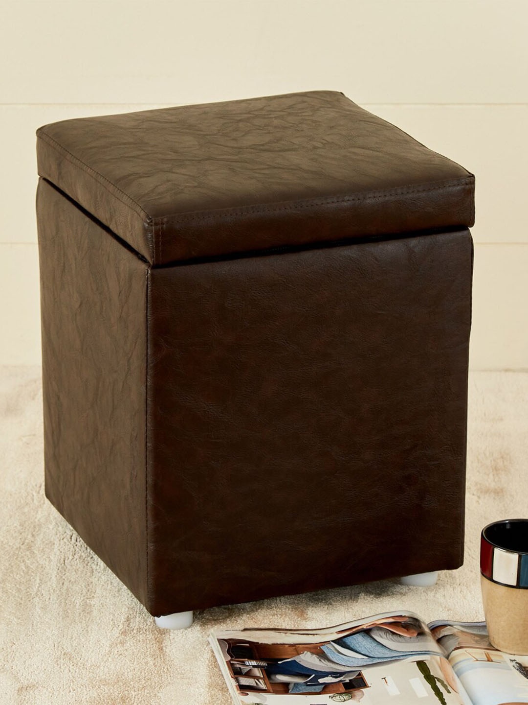 

Home Centre Andaman Nxt Brown Self-Design Fabric Ottoman with Storage