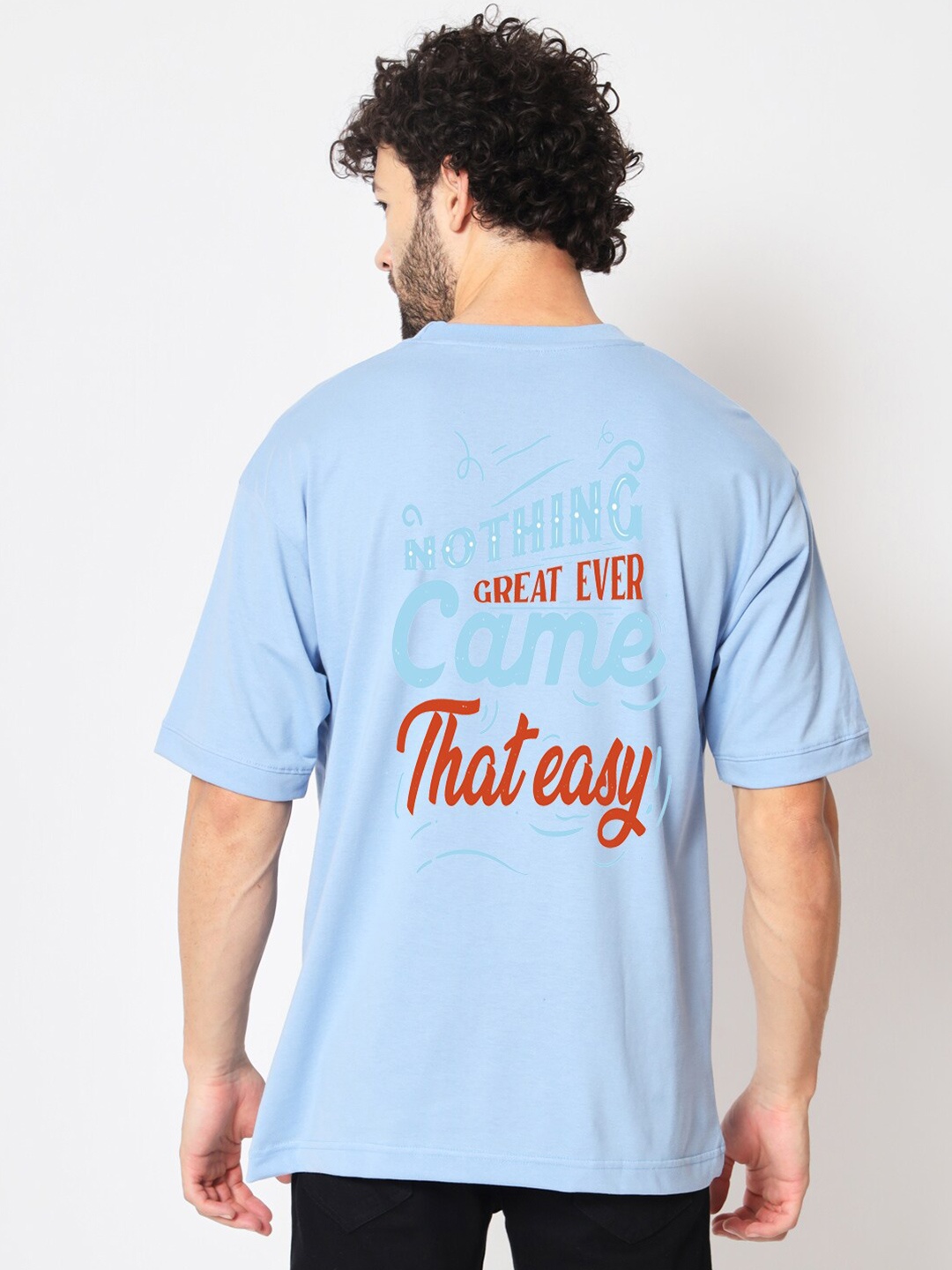 

Imsa Moda Typography Printed Oversized Cotton T-Shirt, Blue