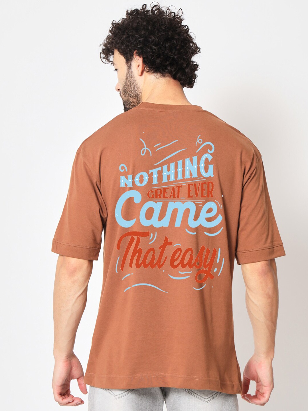 

Imsa Moda Typography Printed Oversized Cotton T-Shirt, Brown