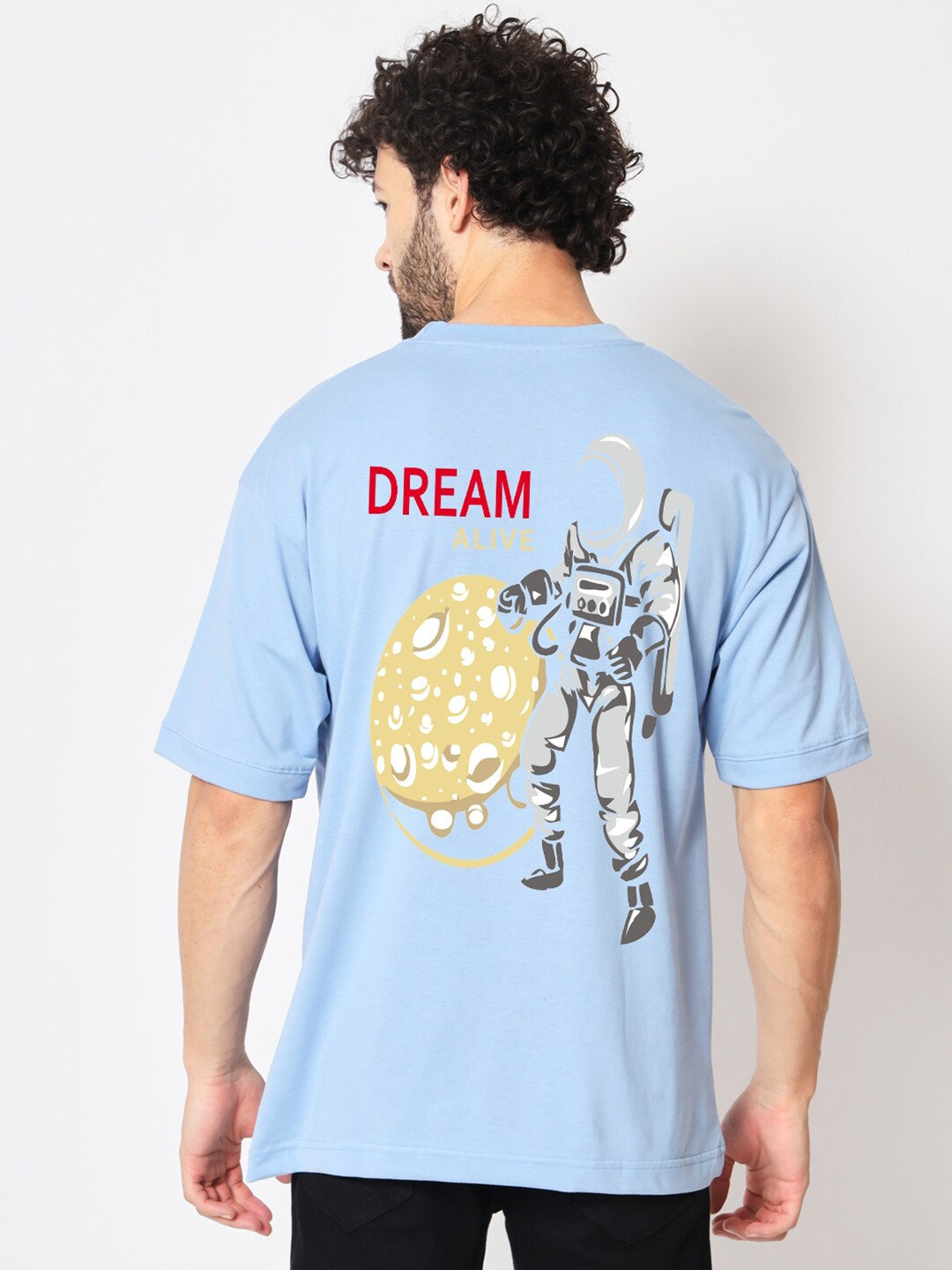 

Imsa Moda Graphic Printed Oversized Cotton T-Shirt, Blue