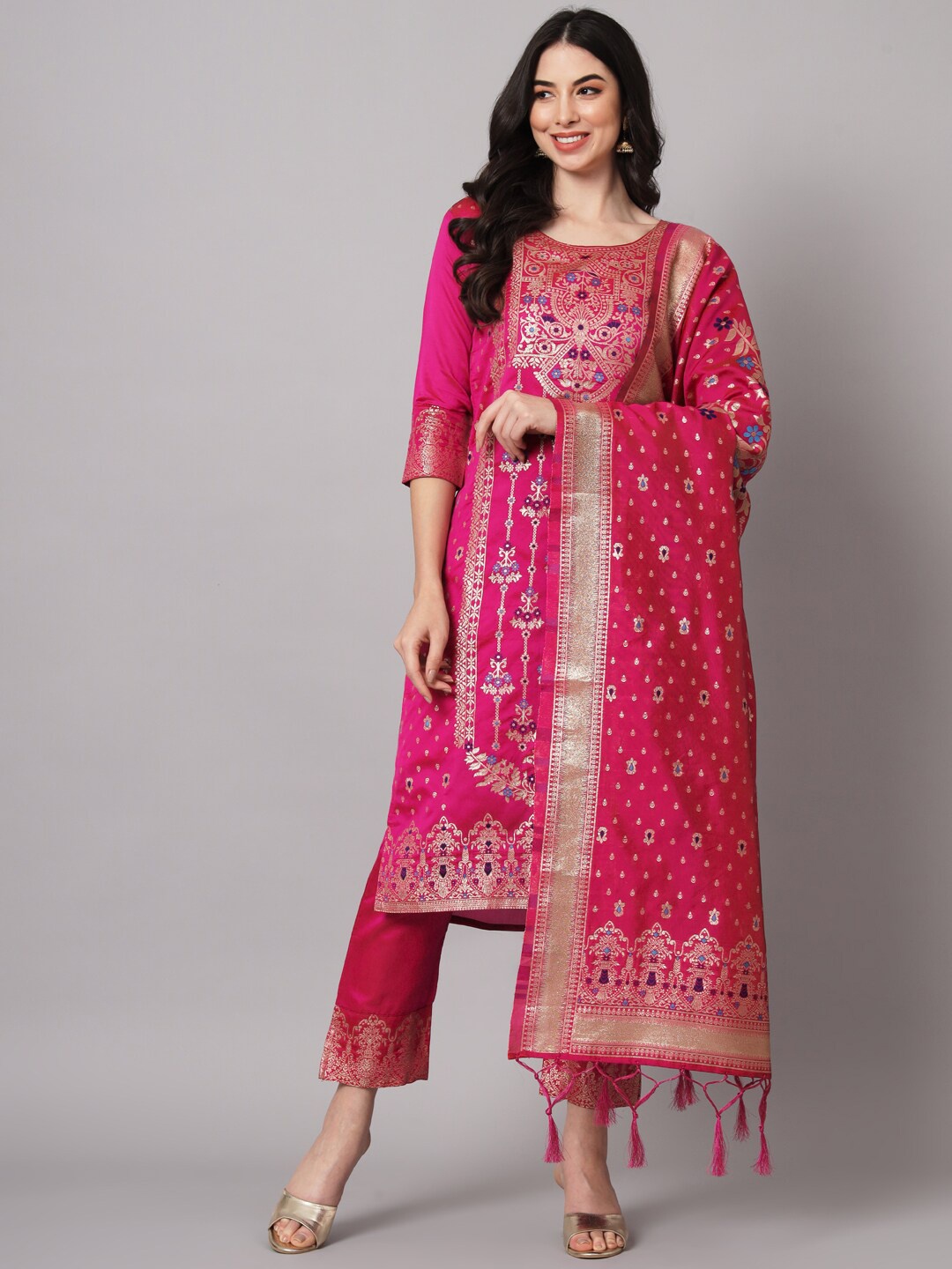 

KALINI Regular Kurta with Trousers & Dupatta, Pink