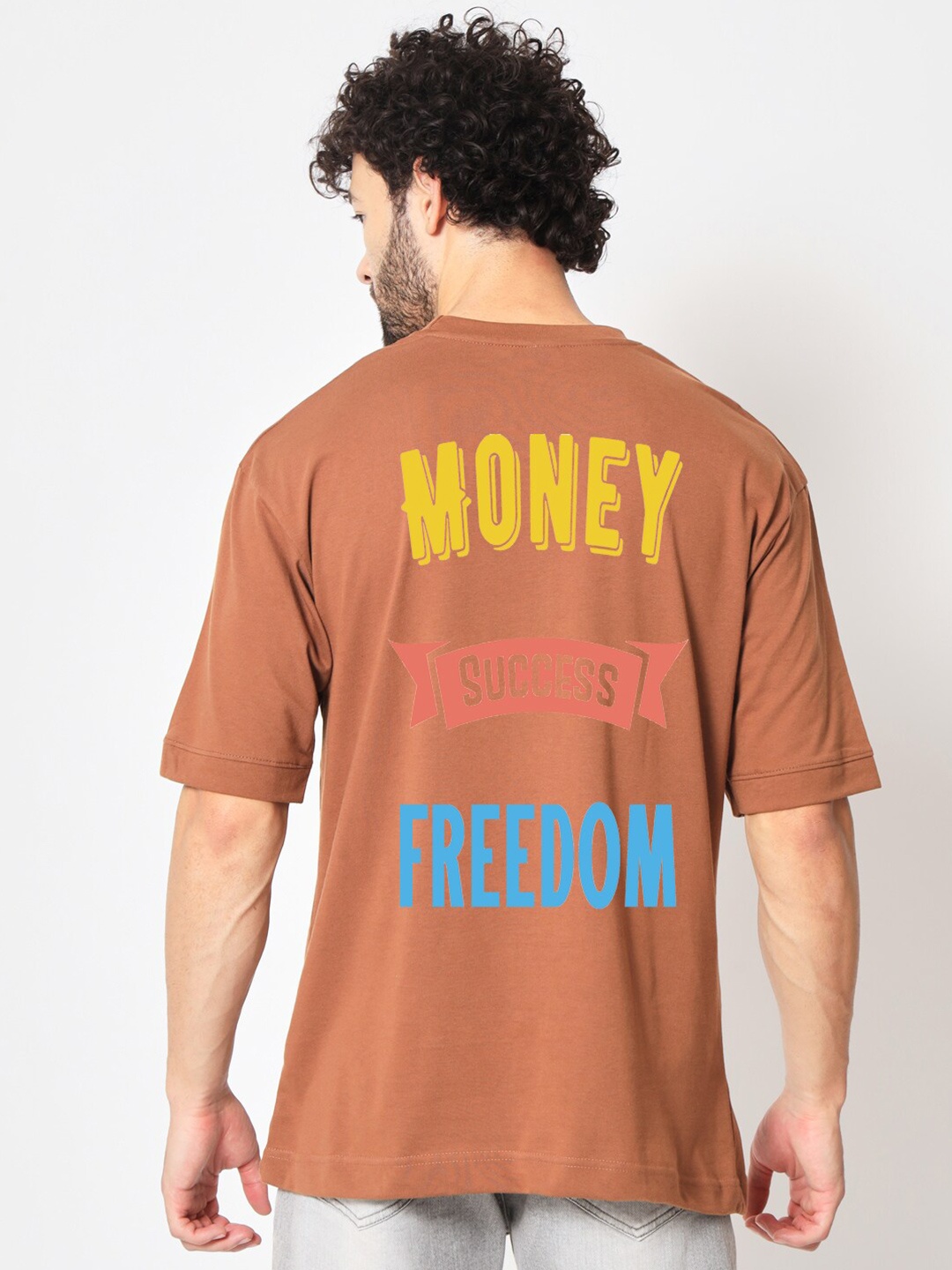 

Imsa Moda Typography Printed Oversized Cotton T-Shirt, Brown