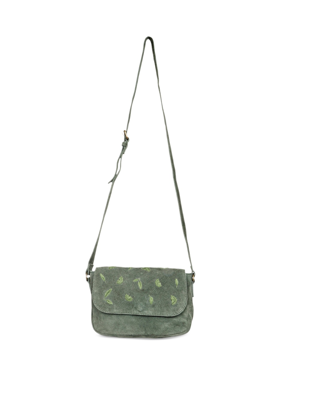 

Saint G Textured Leather Structured Sling Bag, Green