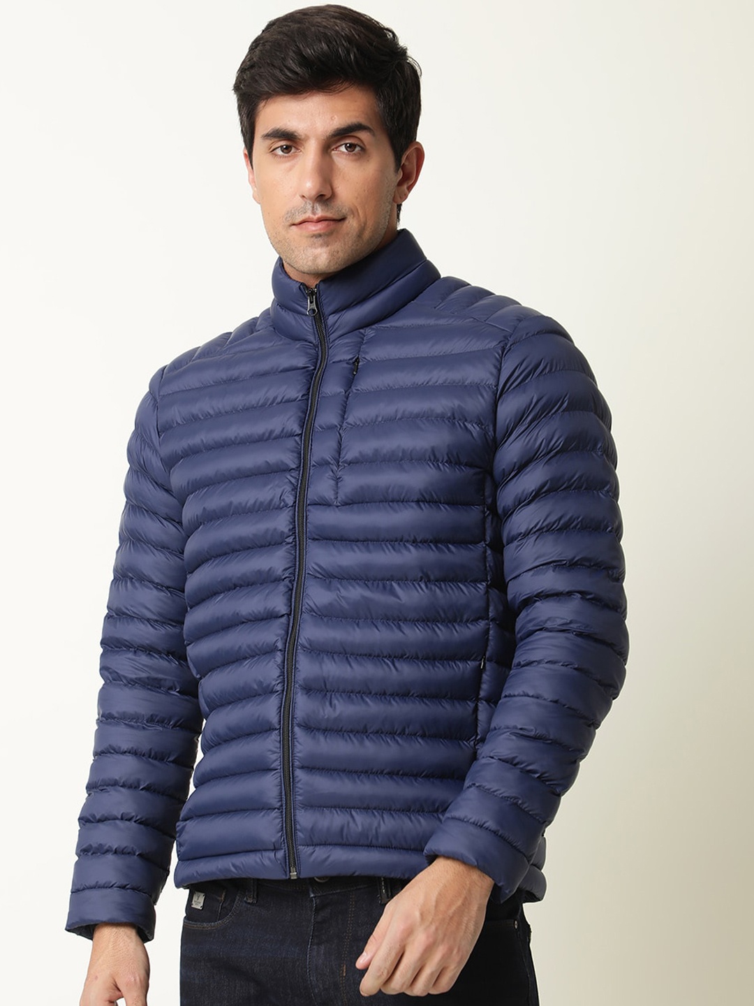 

RARE RABBIT Men Paralite Puffer Mock Collar Jacket, Blue