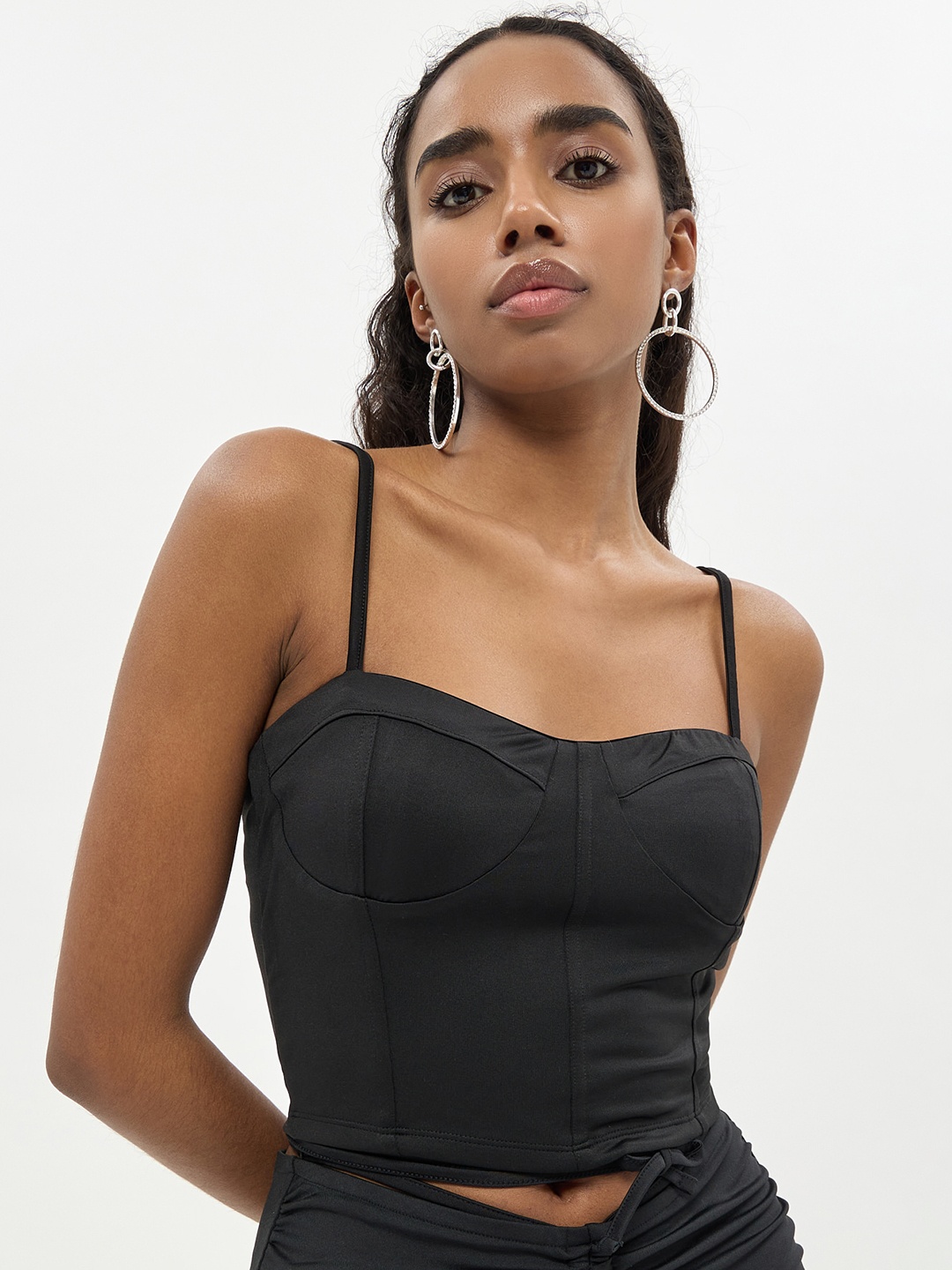 

CALLIOPE Corset Styled Crop Top, Black