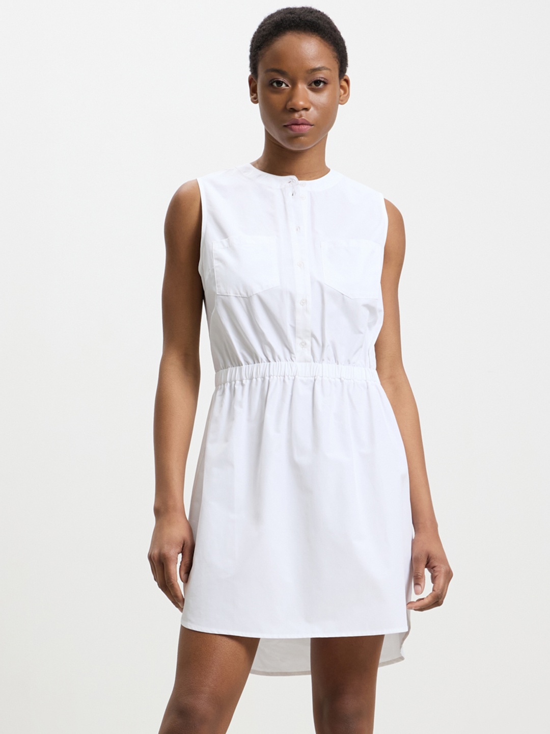 

CALLIOPE Solid A-Line Mini Dress, White