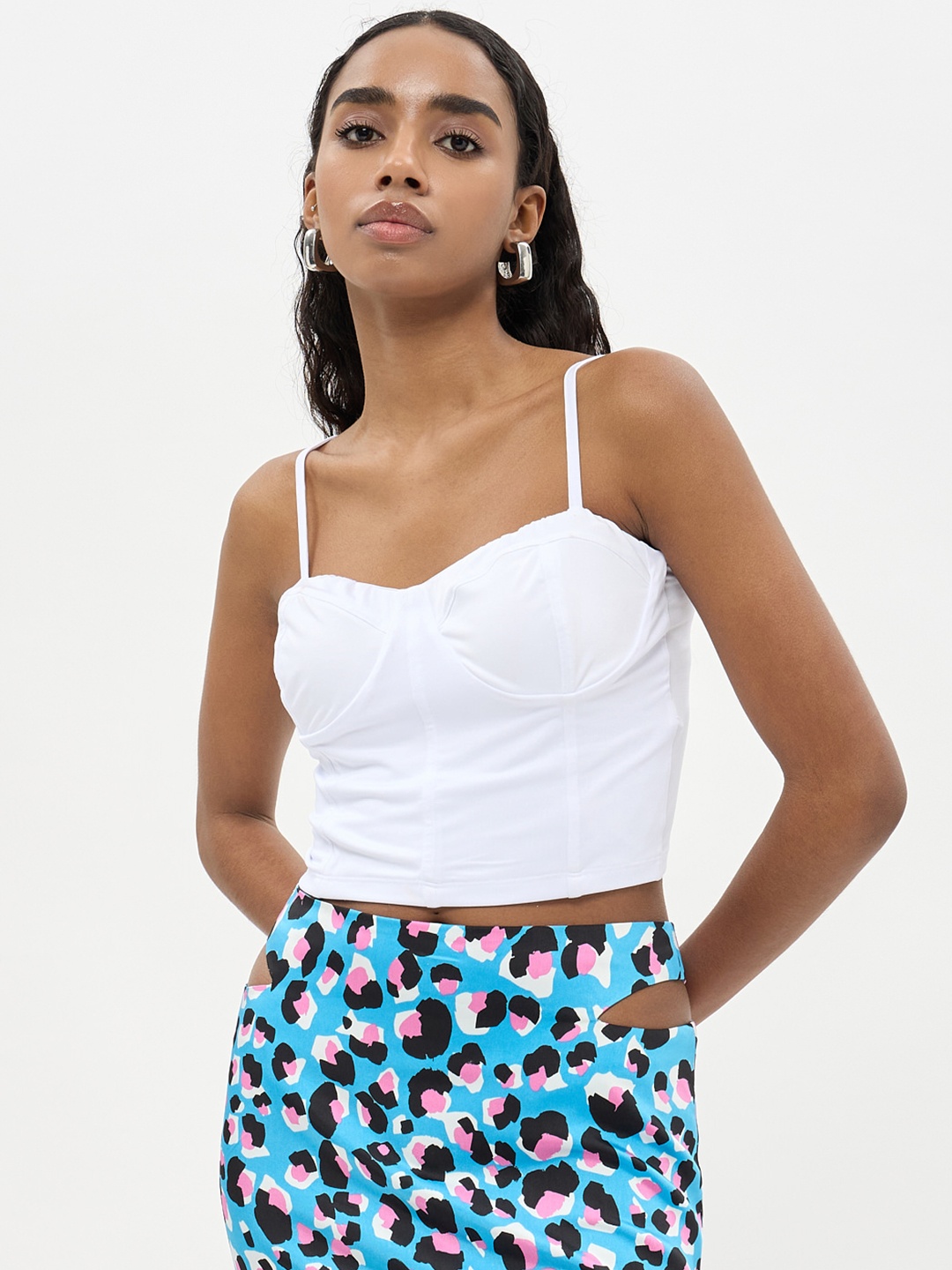 CALLIOPE Corset Style Crop Top, White