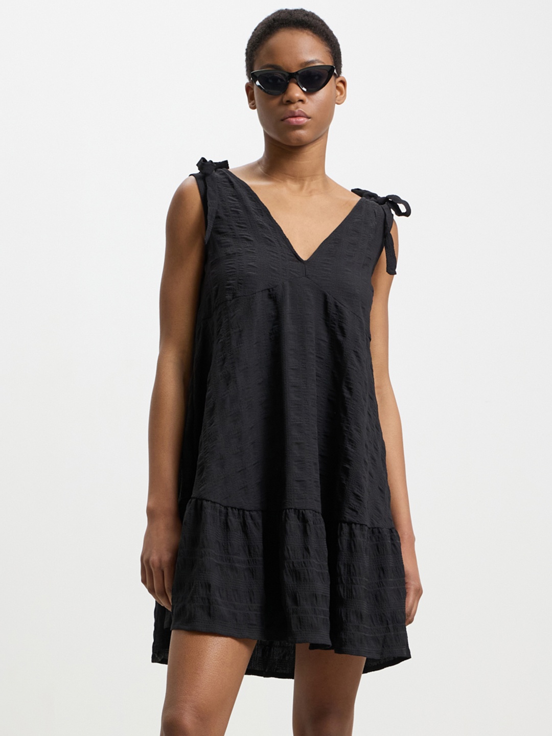 

CALLIOPE Textured A-Line Mini Dress, Black