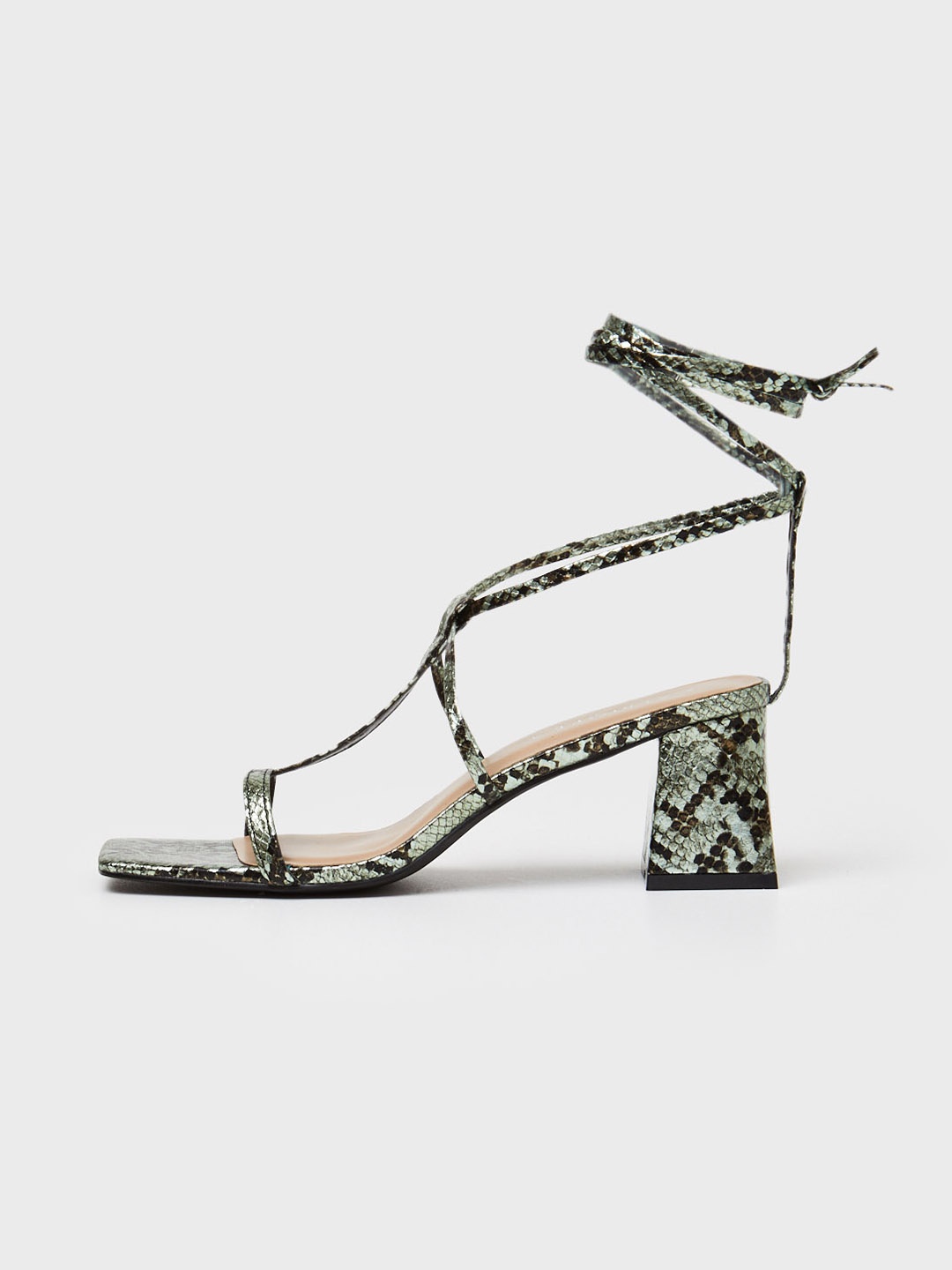 

CALLIOPE Women Snake Skin Textured Block Heels, Green