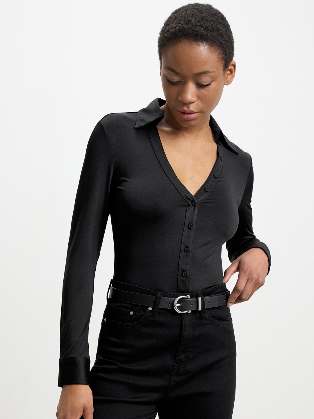 

CALLIOPE Opaque Casual Shirt, Black