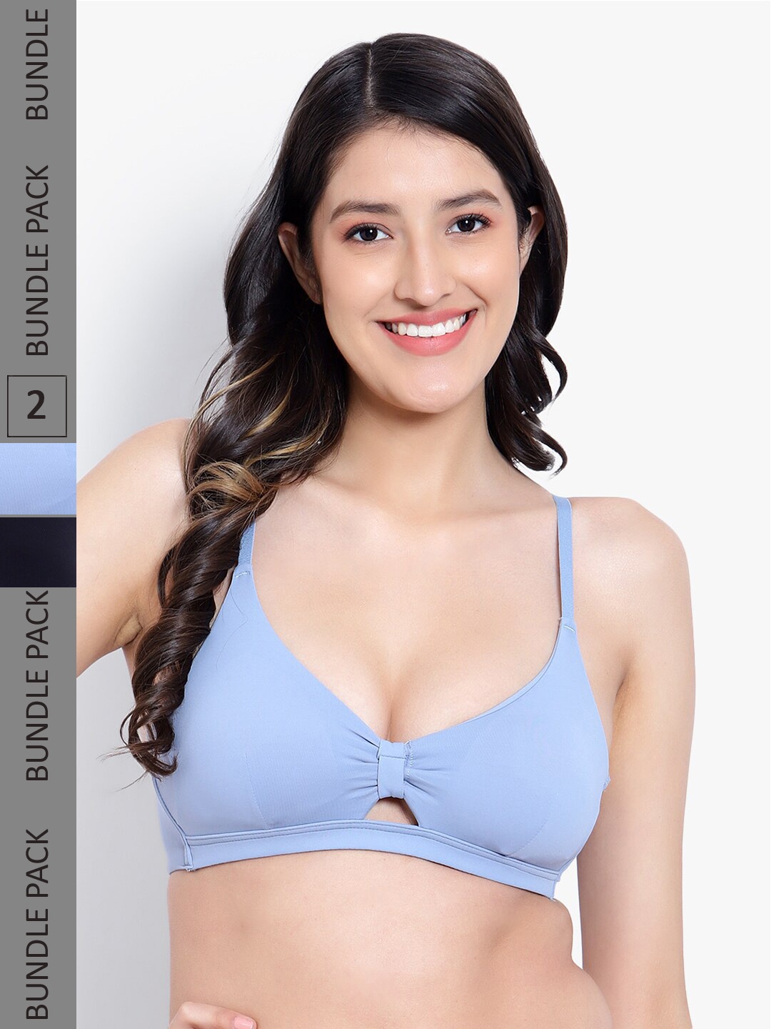 

PARKHA Pack Of 2 Medium Coverage Heavily Padded Non-Wired No-Sag Bra, Blue