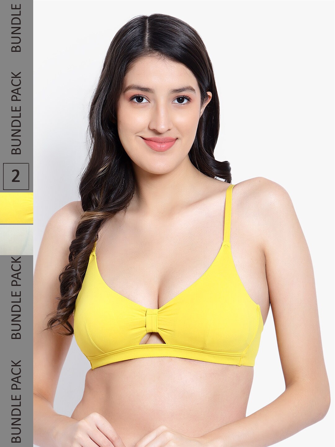 

PARKHA Pack Of 2 Medium Coverage Heavily Padded No-Sag Plunge Bra, Green