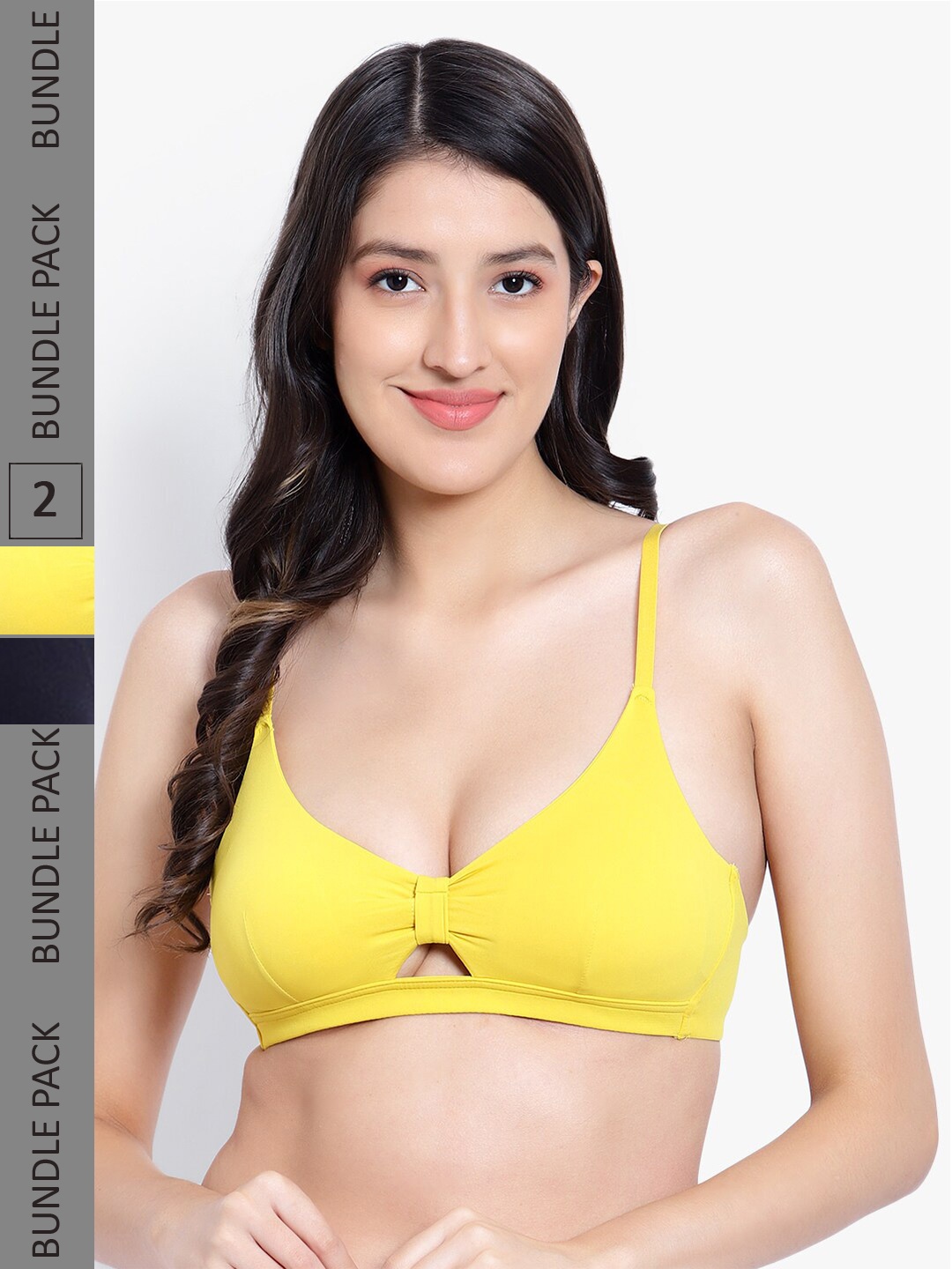 

PARKHA Pack Of 2 Medium Coverage Heavily Padded Non-Wired No-Sag Bra, Black